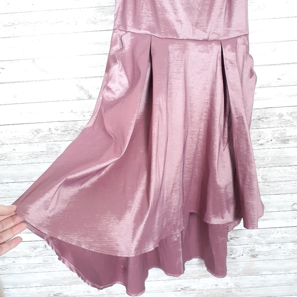 B. Darlin Scalloped Off Shoulder Dress Sz 15/16 Mauve 907 - Picture 3 of 6